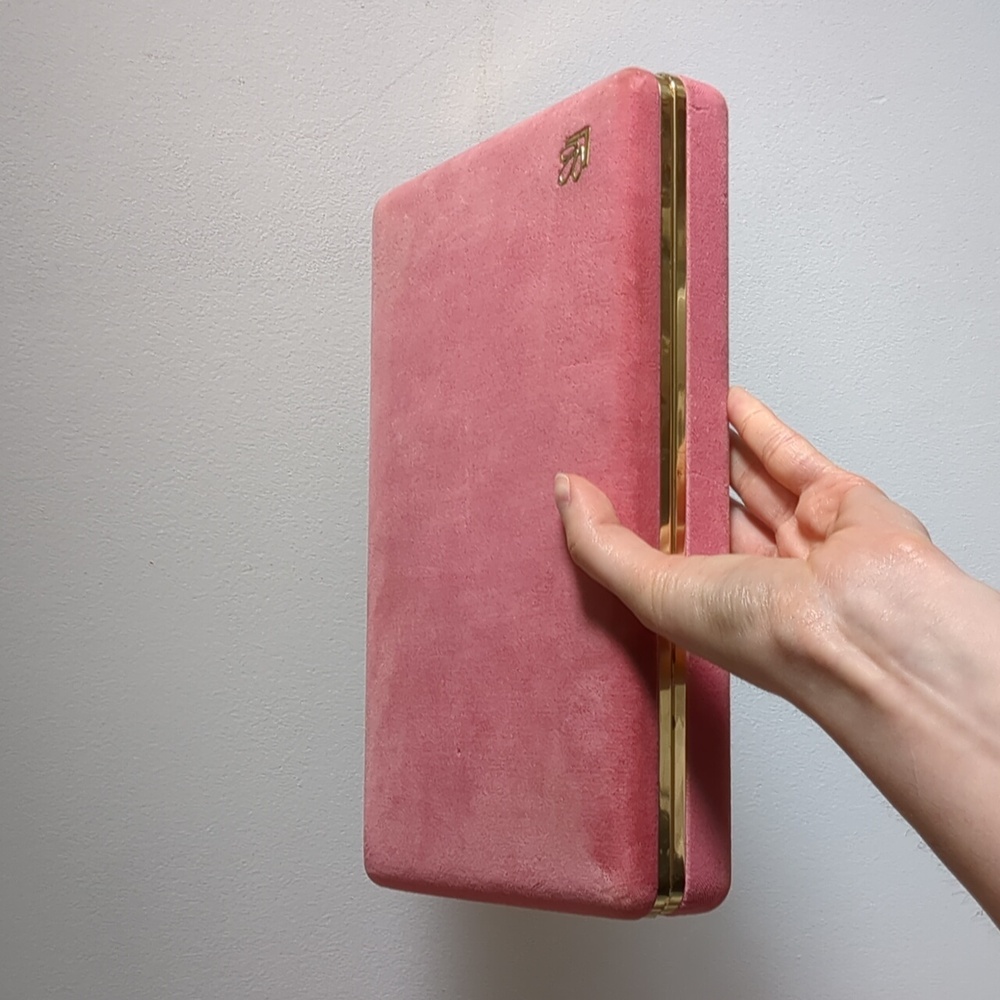 1960s Pink Velvet Travel Jewelry Box